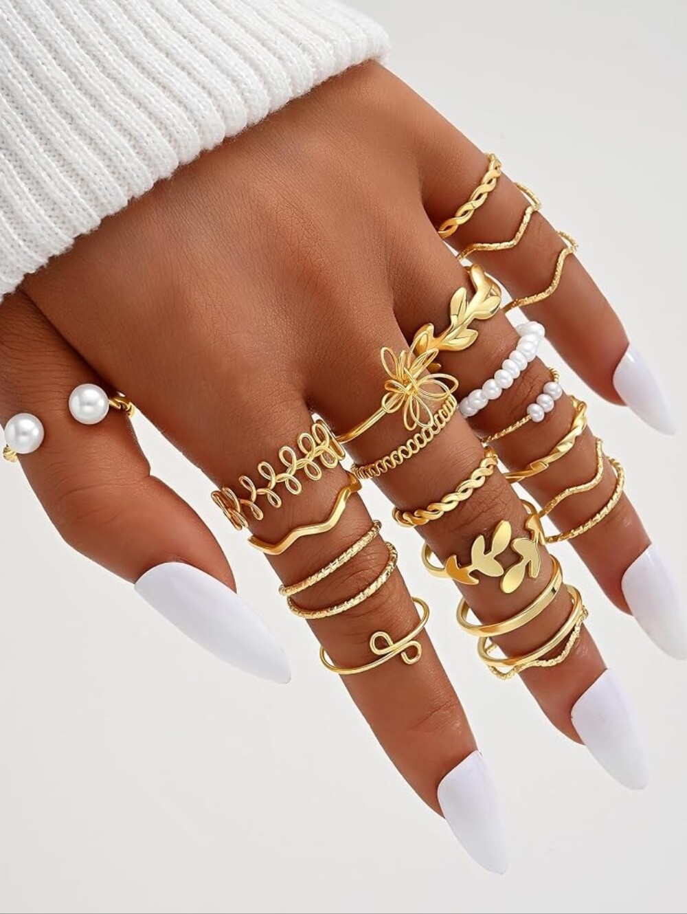 Gold Stackable Rings Set Gold Plated - Picture 2 of 6